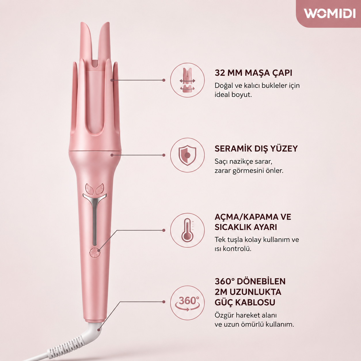 Zivox™ Otomatik Bukle Yapıcı Saç Şekillendirici