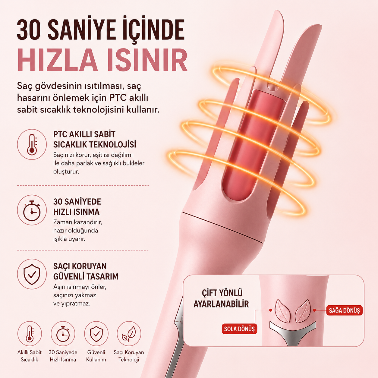 Zivox™ Otomatik Bukle Yapıcı Saç Şekillendirici