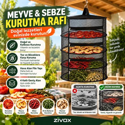 Zivox™ 4 Katlı Meyve, Sebze ve Baharat Kurutucu