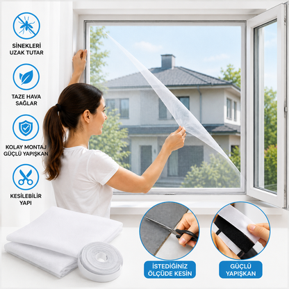 Zivox™ 150✖️130 CM Cırt Bantlı Pencere Sinekliği
